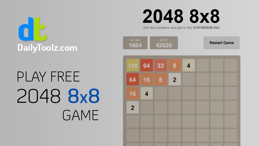 2048 8x8 - Play Free Online 2048 8 by 8 Math Game